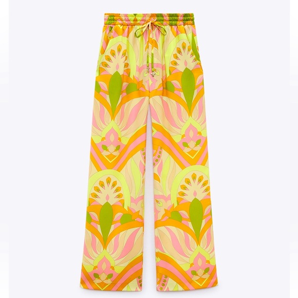 ZARA PRINTED PAJAMA STYLE PANTS - Picture 2 of 3